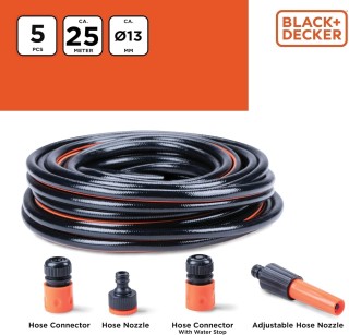 Λάστιχο Κήπου 25m με Σετ 5 Συνδέσμων & Ρυθμιζόμενο Εκτοξευτήρα – 13... Λάστιχο Κήπου 25m με Σετ 5 Συνδέσμων & Ρυθμιζόμενο Εκτοξευτήρα – 13...