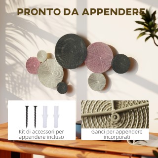 HOMCOM Τέχνη Τοίχου με 8 Δίσκους 3D από Μέταλλο, 110x7x58 εκ., σε χ...