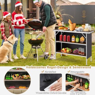 Costway Πτυσσόμενο τραπέζι κάμπινγκ από αλουμίνιο με 2-όροφα ράφια... Costway Πτυσσόμενο τραπέζι κάμπινγκ από αλουμίνιο με 2-όροφα ράφια...