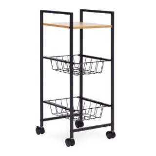 ModernHome Τροχήλατο Κουζίνας με 2 καλάθια και ράφι, οργανωτής με ρ...