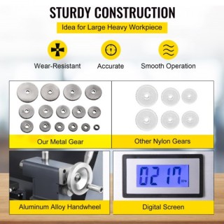 VEVOR Μίνι Τόρνος Μετάλλων 750W 8x16, Μεταβλητές Ταχύτητες, 4-Σιαγό... VEVOR Μίνι Τόρνος Μετάλλων 750W 8x16, Μεταβλητές Ταχύτητες, 4-Σιαγό...