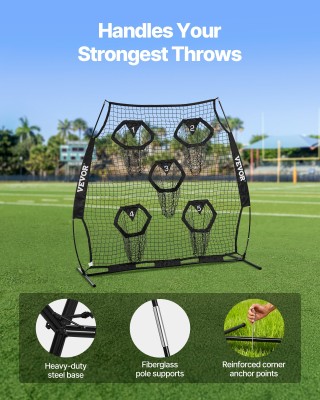 VEVOR Δίχτυ Προπόνησης Ποδοσφαίρου 1828.8x1828.8mm με 5 Στόχους GLQ...