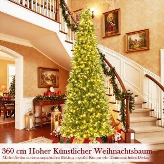 Costway 360 εκ. Τεχνητό Χριστουγεννιάτικο Δέντρο με Γρήγορη Σύνδεση...