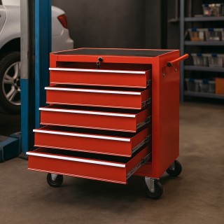 STAKMANN Καρότσι Εργαλείων με 5 Συρτάρια Κόκκινο Τροχήλατο Ατσάλινο...