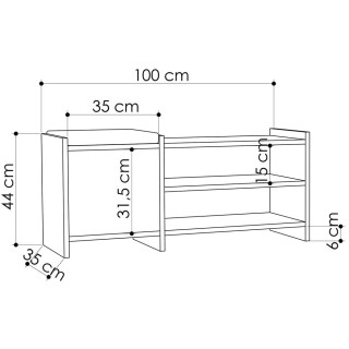 BAKAJI Παπουτσοθήκη Εισόδου με 2 Ράφια και Μαξιλάρι 100 x 44 x 35 ε... BAKAJI Παπουτσοθήκη Εισόδου με 2 Ράφια και Μαξιλάρι 100 x 44 x 35 ε...