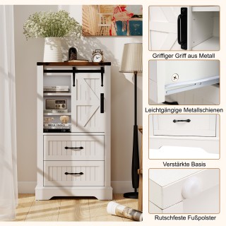 Costway Λευκός Καμπινές Μπάνιου με Συρόμενη Πόρτα Αχυρώνα και Ρυθμι...