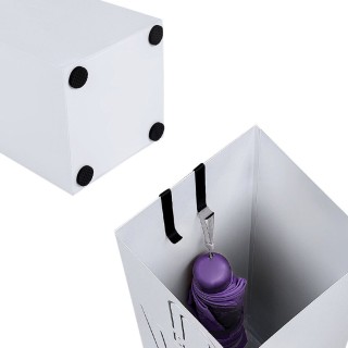 BAKAJI  Σταντ Ομπρελοθήκης Σιδερένιο Τετράγωνο Λευκό με Δοχείο Συλλ...