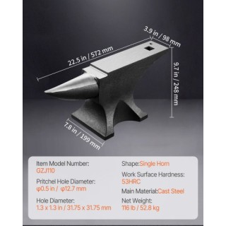 VEVOR Αμόνι με Μονή Κέρατο 110 λίβρες από Χυτοχάλυβα, Στρογγυλό Κέρ... VEVOR Αμόνι με Μονή Κέρατο 110 λίβρες από Χυτοχάλυβα, Στρογγυλό Κέρ...