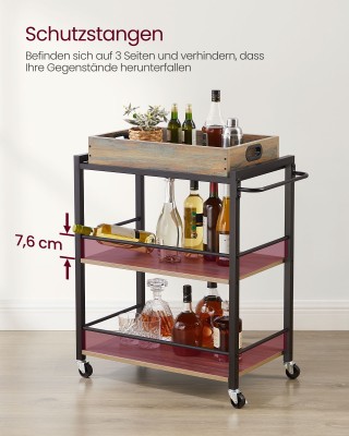 VASAGLE Καρότσι Κουζίνας με Αφαιρούμενο Δίσκο, 3 Επίπεδων, με Ρόδες... VASAGLE Καρότσι Κουζίνας με Αφαιρούμενο Δίσκο, 3 Επίπεδων, με Ρόδες...