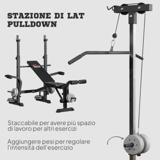 HOMCOM Πάγκος Γυμναστικής με Leg Press, Squat Rack και Leg Extensio...