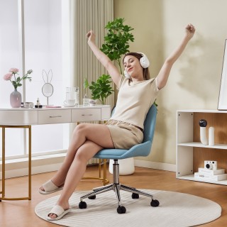 HOMCOM Ρυθμιζόμενη Καρέκλα Γραφείου με 5 Ρόδες, από Σιλικόνη PU, Αφ...