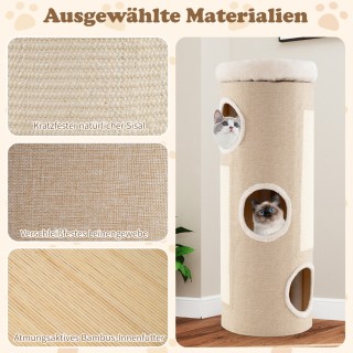 Costway Πολυώροφος Πύργος Γάτας με 3 Σπηλιές, Αφαιρούμενη Πλατφόρμα... Costway Πολυώροφος Πύργος Γάτας με 3 Σπηλιές, Αφαιρούμενη Πλατφόρμα...