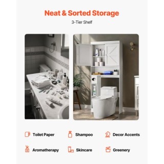 VEVOR Λευκό Ντουλάπι Αποθήκευσης Μπάνιου με Ρυθμιζόμενο Ράφι 67.4 C... VEVOR Λευκό Ντουλάπι Αποθήκευσης Μπάνιου με Ρυθμιζόμενο Ράφι 67.4 C...