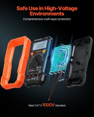 VEVOR Πολυλειτουργικό Ψηφιακό Πολύμετρο TRMS, 6000 Μετρήσεις, Διαστ...