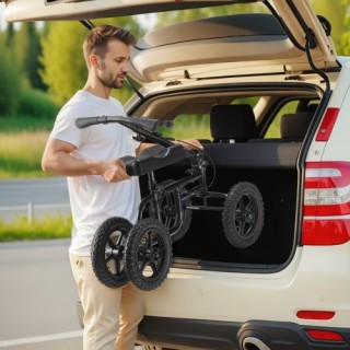 VEVOR  Πτυσσόμενο Πατίνι Γονάτου, Ανθρακοχάλυβας, Ρυθμιζόμενο Τιμόν...