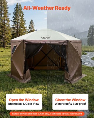 VEVOR Τοίχωμα Σκηνής Καφέ 1,73 x 1,48 μ, Αδιάβροχο & Αντηλιακό, 6 Τ...