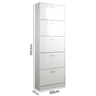 BAKAJI  Παπουτσοθήκη 5 Πόρτες Ράφια Διπλού Βάθους σε Ξύλο 59x22x169...