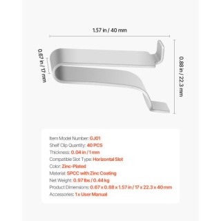 VEVOR Ρυθμιζόμενα Κλιπ Ραφιών 40 Τεμαχίων από Ατσάλι GBZJJ40PCS00VE... VEVOR Ρυθμιζόμενα Κλιπ Ραφιών 40 Τεμαχίων από Ατσάλι GBZJJ40PCS00VE...