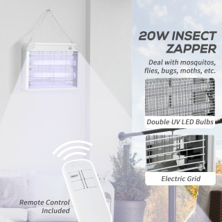 Outsunny 20W για έντομα και κουνουπιέρες με φώτα UV LED με αφαιρούμ...