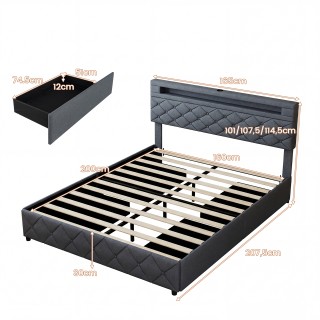 Costway Πολυτελές Υφασμάτινο Κρεβάτι 160 x 200 cm με LED Φωτισμό κα... Costway Πολυτελές Υφασμάτινο Κρεβάτι 160 x 200 cm με LED Φωτισμό κα...