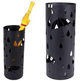 BAKAJI Σταντ ομπρελοθήκης από σίδερο, στρογγυλό σχέδιο, μαύρο, με ... BAKAJI Σταντ ομπρελοθήκης από σίδερο, στρογγυλό σχέδιο, μαύρο, με ...