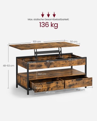 Τραπέζι Σαλονιού VASAGLE με Αποθηκευτικούς Χώρους, Καφέ/Μαύρο Τραπέζι Σαλονιού VASAGLE με Αποθηκευτικούς Χώρους, Καφέ/Μαύρο