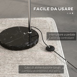 HOMCOM Ρετρό Φωτιστικό Δαπέδου με Καμπύλη και Ρυθμιζόμενη Ράβδο, Πο...