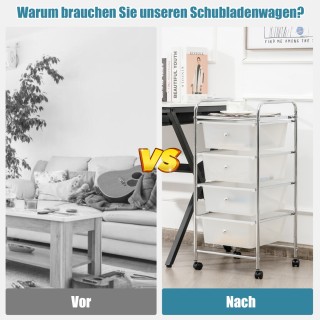 Costway Τροχήλατο με 4 στοιβαζόμενα συρτάρια, μεταλλικό πλαίσιο κα... Costway Τροχήλατο με 4 στοιβαζόμενα συρτάρια, μεταλλικό πλαίσιο κα...