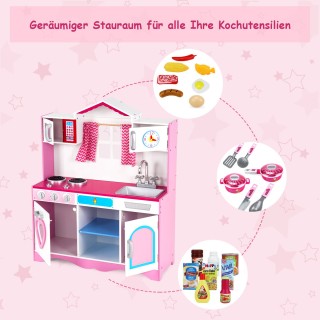 Costway  Ξύλινο Σετ Κουζίνας Παιχνιδιού με Ρεαλιστικές Συσκευές και...
