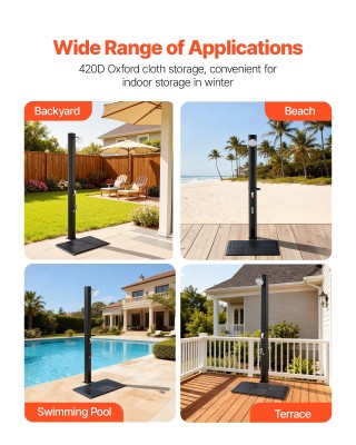 VEVOR Ηλιακό Ντους 35L, Ύψος Νεροχύτη 195cm, Με Δάπεδο & Βρυσάκι, Ρ...