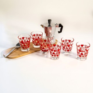 Galileo Σετ 6 ποτηράκια καφέ 90 ml από διάφανο γυαλί με διακόσμηση ...