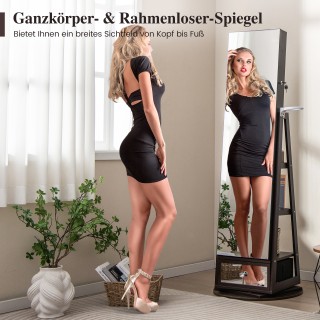 Costway Περιστρεφόμενο Ντουλάπι Κοσμημάτων 360° με Καθρέφτη Ολόσωμο...