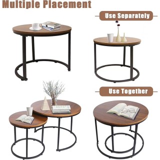 Σετ 2 Τραπέζια με Ενσωματωμένο Σχεδιασμό Εξοικονόμησης Χώρου Καρυδι...