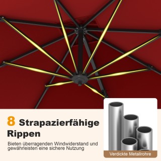 Ρυθμιζόμενη Ομπρέλα Κήπου με Περιστροφή 360° 250 x 250 cm και Ανθεκ...
