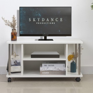 BAKAJI Λευκό Έπιπλο Τηλεόρασης με Ρόδες από MDF 02814568