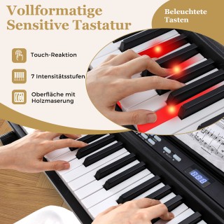 Costway 88 Πλήκτρα Ψηφιακό Πιάνο με Ρυθμιζόμενη Βάση & Σκαμπό & Πεν...