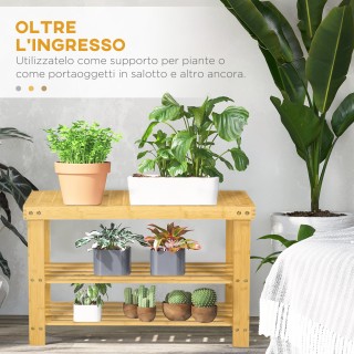 HOMCOM Πάγκος Παπουτσοθήκη Χαμηλή από Μπαμπού με 2 Ράφια με Σχισμές... HOMCOM Πάγκος Παπουτσοθήκη Χαμηλή από Μπαμπού με 2 Ράφια με Σχισμές...