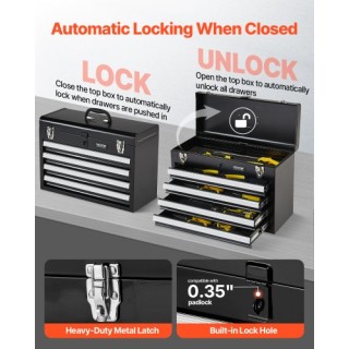 VEVOR Φορητή Μεταλλική Εργαλειοθήκη 20.5 ιντσών με 4 Συρτάρια CTSBX...