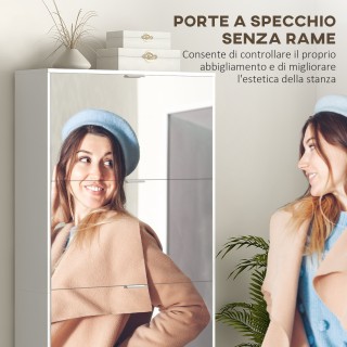 HOMCOM Συρταριέρα Παπουτσιών Εξοικονόμησης Χώρου Slim με Καθρέφτη κ...