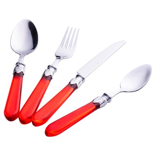 Villa DEste  Σετ 24 ανοξείδωτα μαχαιροπίρουνα με κόκκινη λαβή Imper...