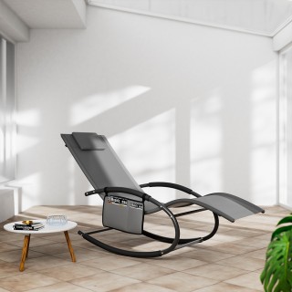 BAKAJI Καρέκλα Κήπου Κουνιστή Βαρύτητας Μηδέν Ξαπλώστρα Γκρι Textil...