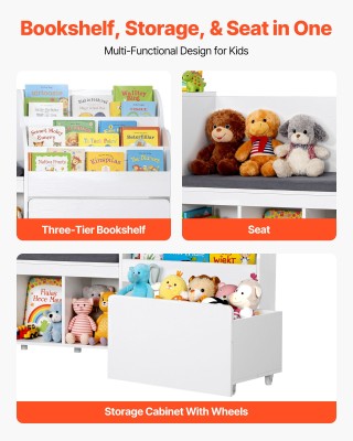 VEVOR Παιδική Γωνιά Ανάγνωσης: Ξύλινος Πάγκος Αποθήκευσης με Πλάτη ...