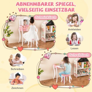 Costway Παιδικό Τραπέζι Μακιγιάζ με Σκαμπό, Αποσπώμενο Τριπλό Καθρ... Costway Παιδικό Τραπέζι Μακιγιάζ με Σκαμπό, Αποσπώμενο Τριπλό Καθρ...