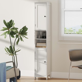 HOMCOM Ψηλό Ντουλάπι Μπάνιου με 2 Ανοιχτά Ράφια και 2 Ντουλάπια με ...