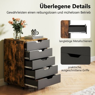 Costway Καφέ Κινητός Αρχειοθήκη 48 x 39,5 x 65,5 εκ με 5 Συρτάρια κ... Costway Καφέ Κινητός Αρχειοθήκη 48 x 39,5 x 65,5 εκ με 5 Συρτάρια κ...