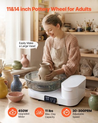 VEVOR Ηλεκτρικός Τροχός Κεραμικής 450W με Πεντάλ, 36/28 εκ., 30-300...