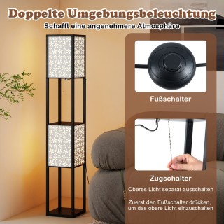 Costway Δίφωτη Κρεμαστή Λάμπα με 2 Ράφια και Καπέλα με Διάτρητο Σχέ... Costway Δίφωτη Κρεμαστή Λάμπα με 2 Ράφια και Καπέλα με Διάτρητο Σχέ...