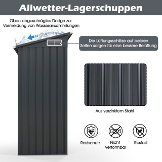 Μεταλλικό Σπιτάκι Κήπου 1,5 m³ με Πλαγιαστή Στέγη 150 x 90,5 x 185 ... Μεταλλικό Σπιτάκι Κήπου 1,5 m³ με Πλαγιαστή Στέγη 150 x 90,5 x 185 ...