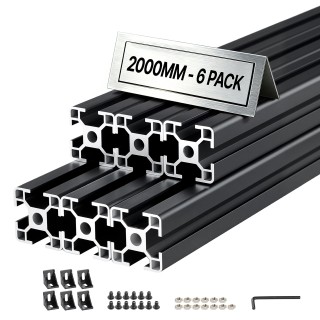VEVOR Σετ 6 Προφίλ Αλουμινίου 3030 T-Slot 2000 mm, Μαύρο TXOBLXCDGH...