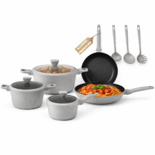 BAKAJI Σετ Κατσαρολών Serena Γκρι 11 Τεμαχίων από Χυτό Αλουμίνιο με...